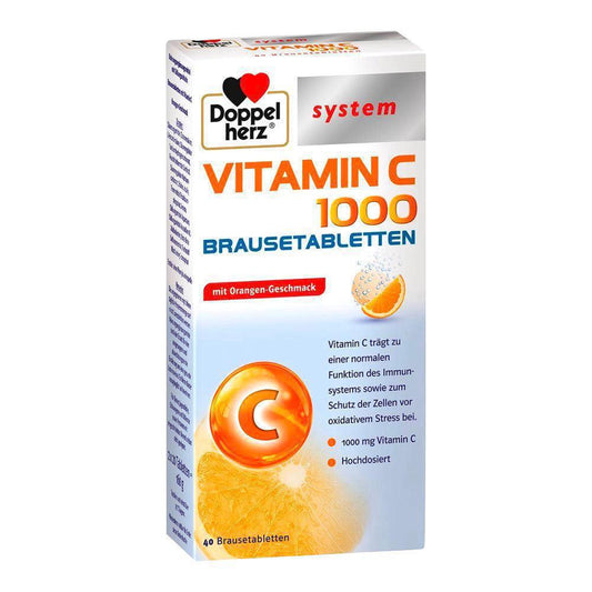 膳食補充劑 Cevitt® + Calcium 旨在補充每日維生素 C 和鈣。 Doppelherz 系統維生素 C 1000 泡騰片含有 1000 毫克維生素 C，因此即使在維生素 C 需求量增加的情況下也能支持免疫系統的正常功能。在 VicNic.com 上購買德國補充劑