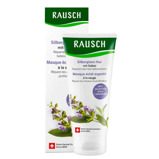 Rausch 鼠尾草銀色光澤護理,適用於金髮或灰髮。從第一次使用起就可以長期深層修復頭髮併中和黃色調。頭髮呈現出自然、冷色調。 VicNic.com