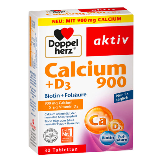 Doppelherz Calcium 900, Vitamin D3, Biotin & Folic Acid 30 cap: