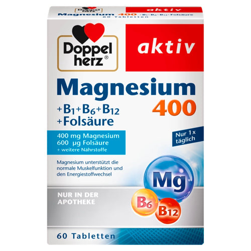 Doppelherz 德國雙心 Magnesium 400 + B1 + B6 + B12 + Folic Acid Tablets 60 pcs